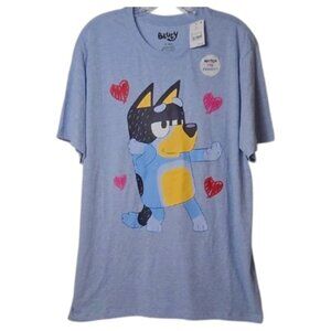 NWT Bluey Women's Graphic Short Sleeve Tee "Bandit" Light Blue Various Sizes T11
